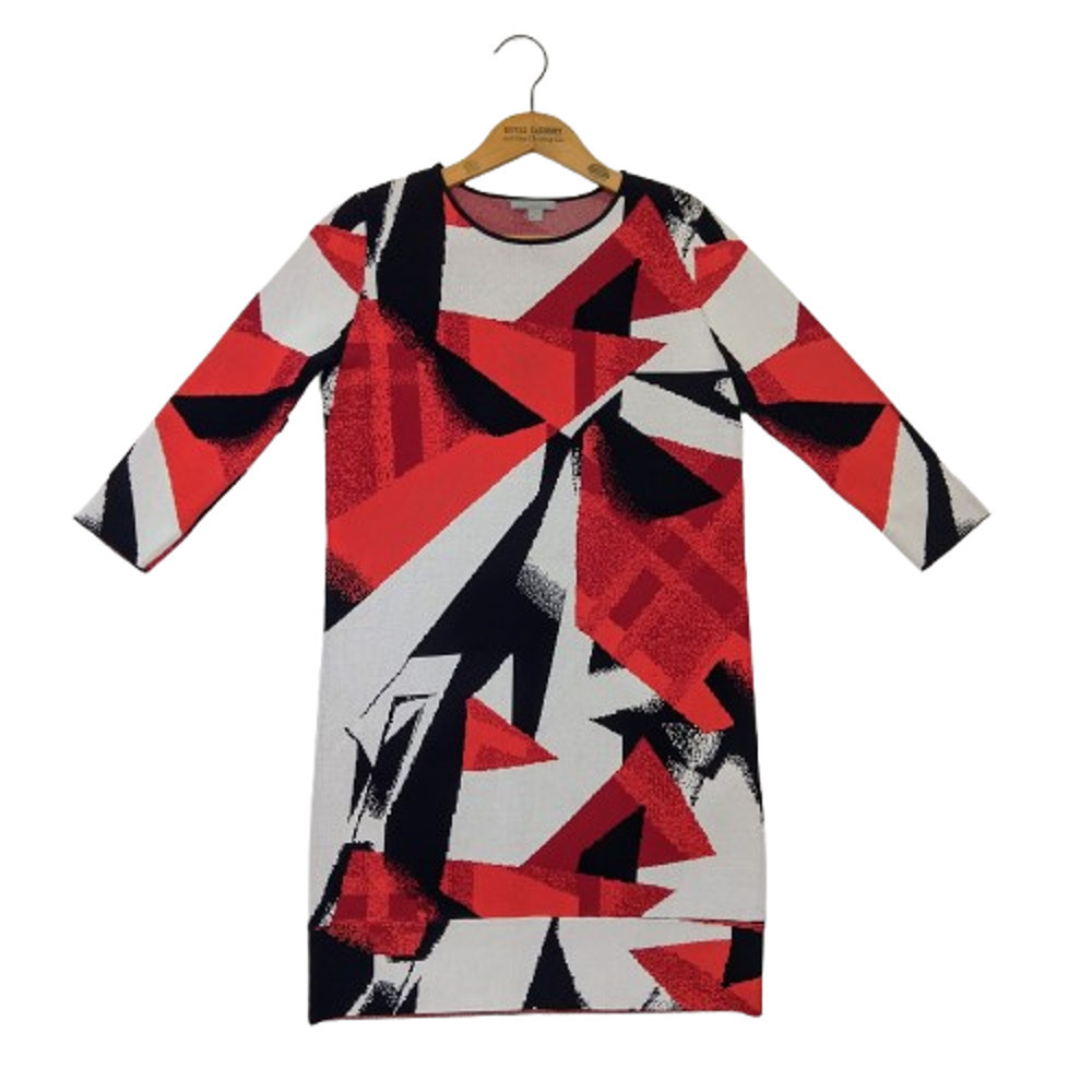 COS Sweater Dress Size XS Knit Jacquard Red Black Abstract Minimalist Artsy - Picture 2 of 8
